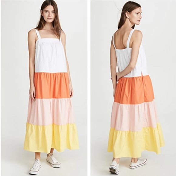 English Factory | Dresses | English Factory Tiered Colorblock Maxi ...